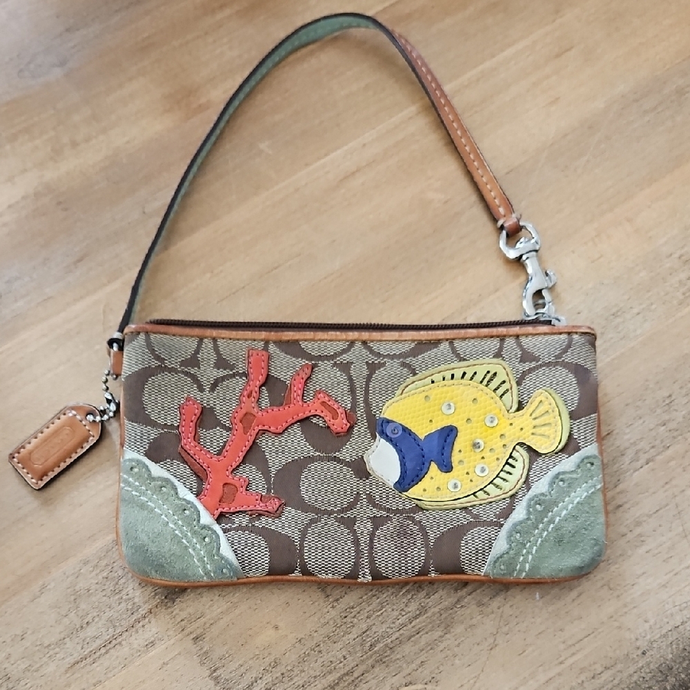 Coach Brown and Tan Fish Design Bag